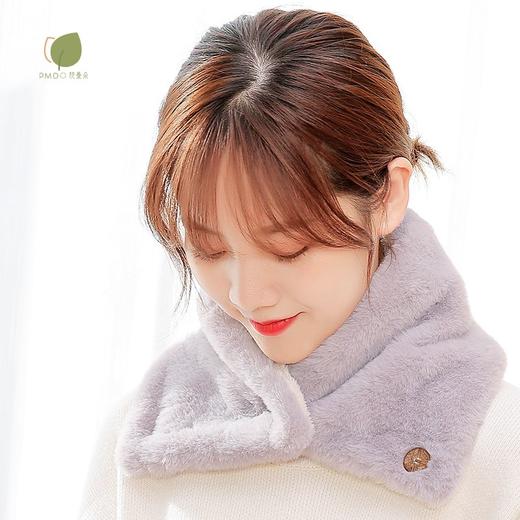 围脖女新款学生冬季仿兔毛加厚带纽扣护颈领圈冬款百搭网红围巾女 商品图3