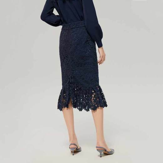 OVV 2022秋冬新款女装水溶蕾丝立体修身包臀鱼尾裙半身裙 商品图1