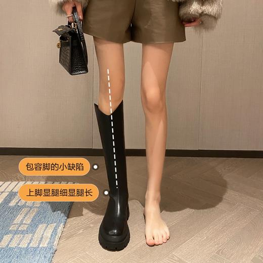 ZHR单里加绒可选长筒靴女2022年冬季新款小个子V口不过膝靴百搭厚底显瘦高筒靴 商品图12
