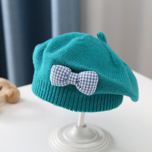 儿童贝雷帽宝宝帽子百搭秋冬季女孩洋气韩版公主针织毛线帽画家帽 商品图7