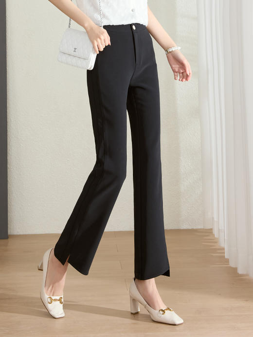 【专属特价】白色喇叭裤女直筒阔腿夏新款显瘦垂感九分休闲微喇裤子 商品图1