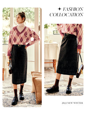 OLrain欧芮儿法式粉色套头毛衣女秋季2022新款慵懒风菱格v领上衣