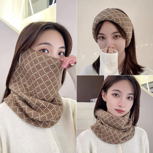 【围脖+面罩 两用】围脖女秋冬季韩版挂耳面罩保暖护颈脖套百搭围巾加厚骑车防风 商品图0