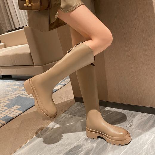 ZHR单里加绒可选长筒靴女2022年冬季新款小个子V口不过膝靴百搭厚底显瘦高筒靴 商品图9
