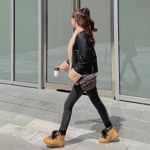 秋冬东北雪地靴女加绒高颜值羊皮毛一体蝴蝶结两穿保暖甜美棉鞋 商品图5