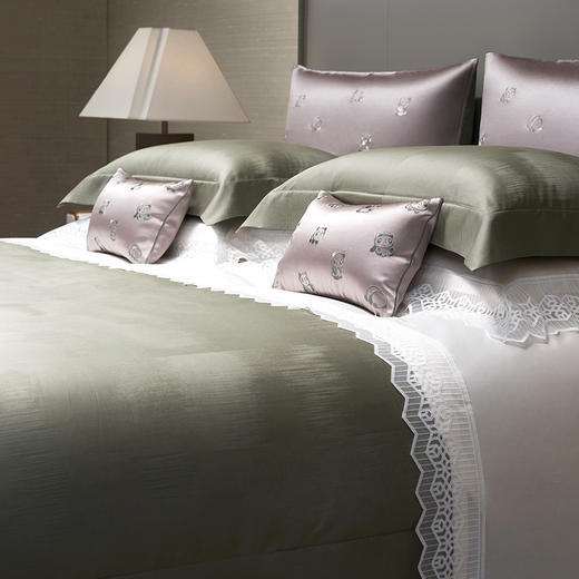 whinny/惠谊 新中式80支全棉新疆长绒棉独幅提花四件套 新竹墩墩 商品图2