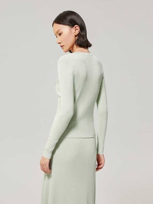 OVV 2022秋冬新款女装基础款桑蚕丝棉混纺V领休闲长袖针织开衫 商品图1