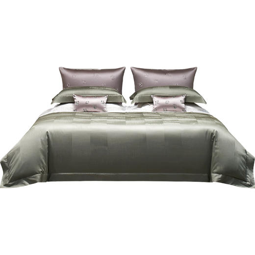 whinny/惠谊 新中式80支全棉新疆长绒棉独幅提花四件套 新竹墩墩 商品图1