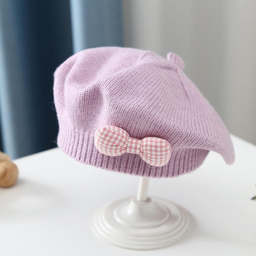儿童贝雷帽宝宝帽子百搭秋冬季女孩洋气韩版公主针织毛线帽画家帽 商品图14