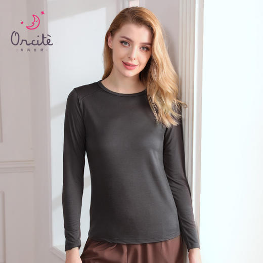 女士德绒通勤百搭打底高弹保暖内衣圆领女上装秋冬打底H223050558 商品图2