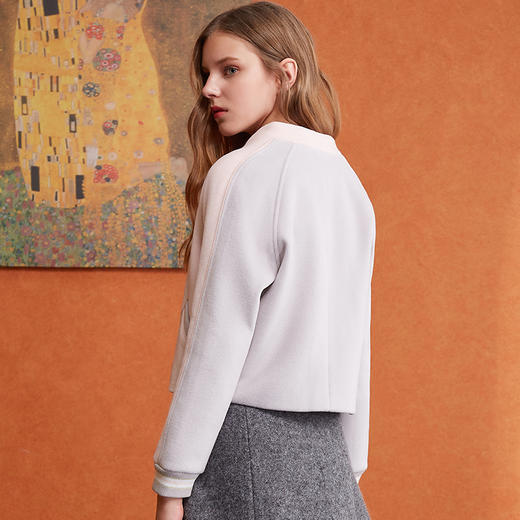 欧芮儿2017冬装新款长袖单排扣毛呢外套女短款 商品图1