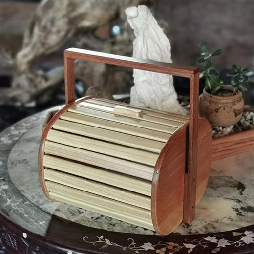 实木手提艺术食盒 商品图1