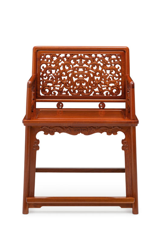 红桥红  家具严选  缅甸花梨（大果紫檀）【螭龙纹 玫瑰椅】 商品图0