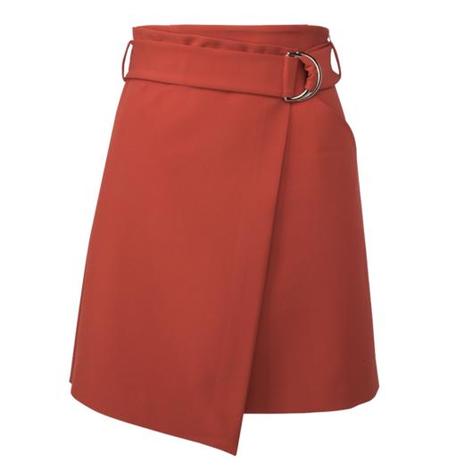 欧芮儿秋冬装2019 新年红色高腰半身裙女不规则短裙子 商品图3