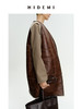 HIDEMI澳洲美利奴羊毛皮毛一体风格做旧感v领中长款皮衣马夹大衣 商品缩略图6