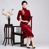 真丝绒连衣裙新款早秋大码女装气质改良旗袍裙婚庆婚宴礼服LHS-SR4 商品缩略图2
