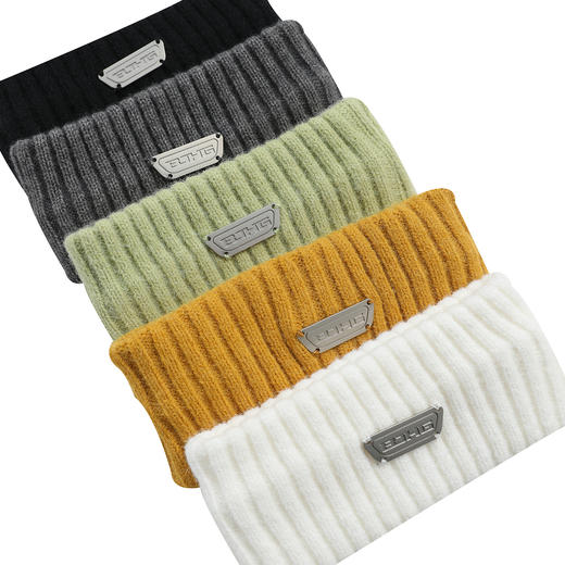 BJHG自制毛线针织运动发带多色金属贴标男女同款网红头套搭配发饰 商品图2