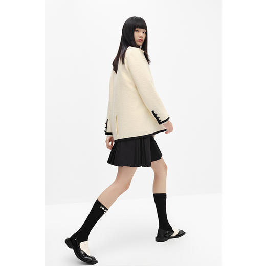 NEELLY纳俪商场同款冬季西装外套女个性撞色毛呢大衣百搭韩系上衣N22101W01012 商品图4