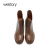 westory粗高跟时装短靴真皮拉链显瘦增高靴子22年秋冬新款女82281 商品缩略图4