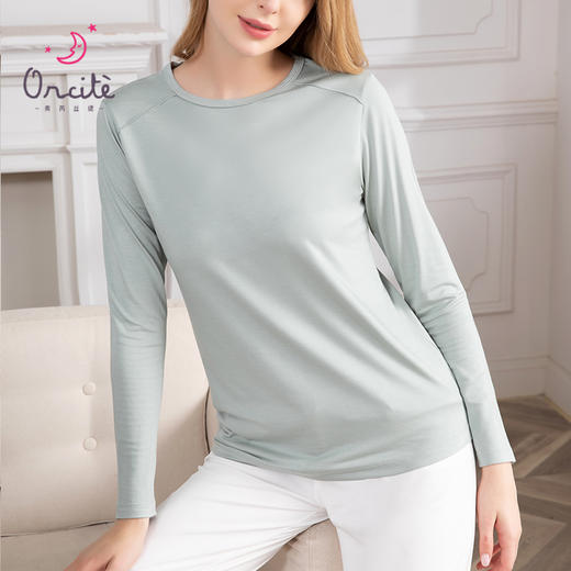 女士德绒通勤百搭打底高弹保暖内衣圆领女上装秋冬打底H223050558 商品图5