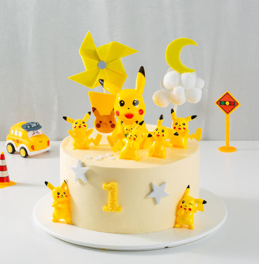平安长大-皮卡丘蛋糕-1数字可更换备注 商品图0