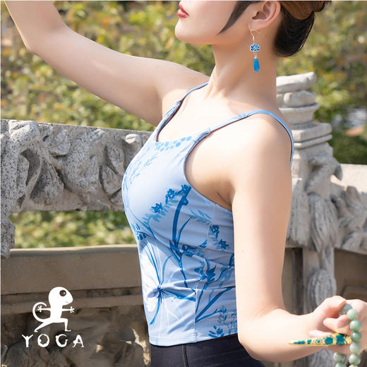 壁虎瑜伽【玉叶】印花聚拢吊带背心 （有胸垫）清仓不退不换 商品图5