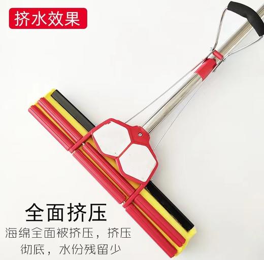 33cm大号不锈钢双滚轮挤水吸水拖把家用海绵挤水免手洗懒人大号拖把超强吸水海绵胶棉拖布头一拖净 商品图6