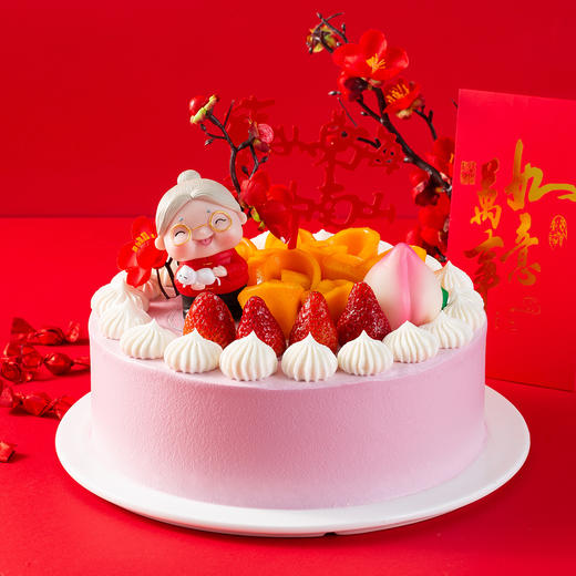 平安喜乐-喜桃贺寿蛋糕 商品图0