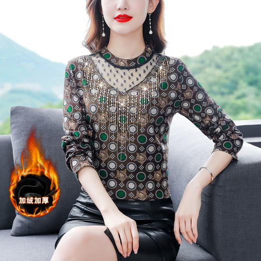 半高领打底衫修身内搭上衣蕾丝拼接烫钻小衫KQL-206 商品图0