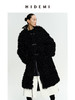 HIDEMI 西班牙皮毛一体黑色长款廓形皮扣大衣外套 商品缩略图4