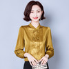 KQL E261N2179 2022秋新款女装仿真丝V领气质百搭长袖衬衫显瘦桑蚕丝衬衣上衣 商品缩略图1