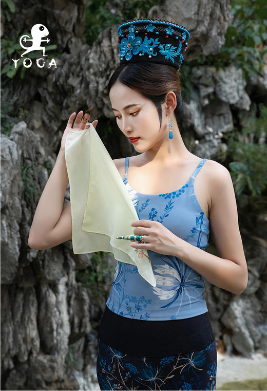 壁虎瑜伽【玉叶】印花聚拢吊带背心 （有胸垫）清仓不退不换 商品图2