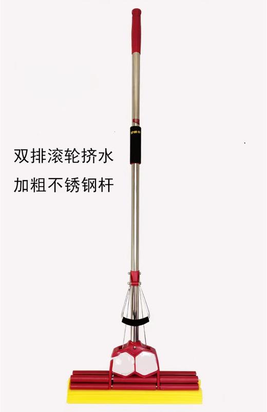 33cm大号不锈钢双滚轮挤水吸水拖把家用海绵挤水免手洗懒人大号拖把超强吸水海绵胶棉拖布头一拖净 商品图9