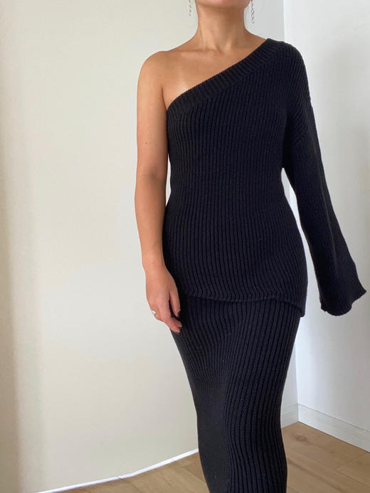 BC｜Chunky knit Skirt [黑 / 白] 商品图2