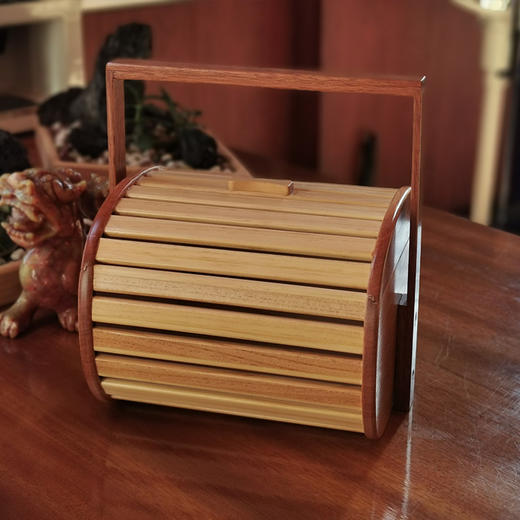 实木手提艺术食盒 商品图0