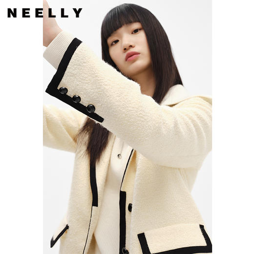 NEELLY纳俪商场同款冬季西装外套女个性撞色毛呢大衣百搭韩系上衣N22101W01012 商品图3