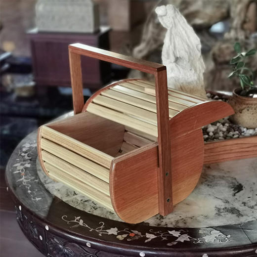 实木手提艺术食盒 商品图2