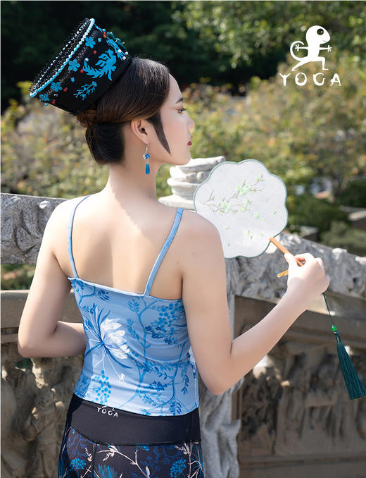 壁虎瑜伽【玉叶】印花聚拢吊带背心 （有胸垫）清仓不退不换 商品图3