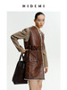 HIDEMI澳洲美利奴羊毛皮毛一体风格做旧感v领中长款皮衣马夹大衣 商品缩略图8