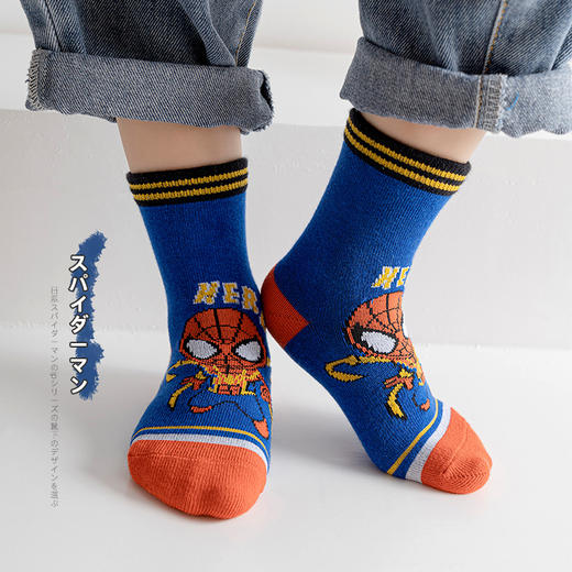 【星戴露蜘蛛侠儿童袜子】中筒秋冬款男童女童春秋棉宝宝学生恐龙卡通小孩棉袜 商品图2