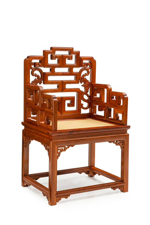 红桥红  家具严选  缅甸花梨（大果紫檀）【藤面 福寿 太师椅 】 商品图1