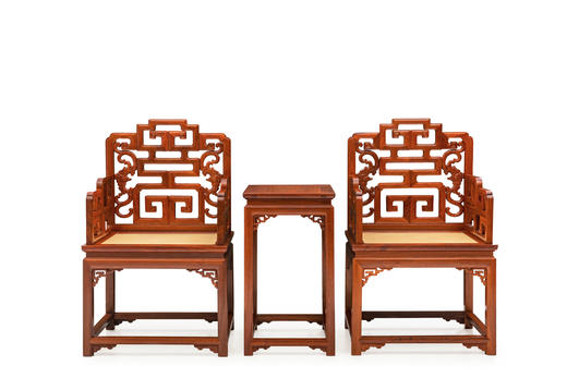 红桥红  家具严选  缅甸花梨（大果紫檀）【藤面 福寿 太师椅 】 商品图5