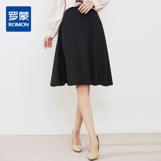 【新品上市】罗蒙春秋新款女士伞裙通勤百搭高腰亲肤透气半身裙半截裙 商品图0