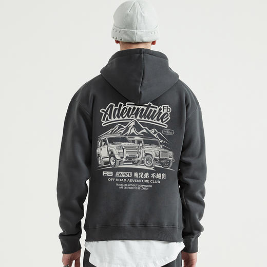自由基地秋冬路虎联盟越野车图户外露营outdoor带帽套头抓绒卫衣 NMT-1908 商品图1