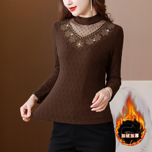 秋冬新款加绒加厚大码打底衫时尚高领保暖百搭上衣KQL-B02N9677 商品图2