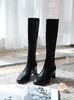 秋冬B备进口超纤环保弹力PU皮长筒靴！线下DA牌篙端品质 显高显腿长腿直！ PU材质轻薄、具有弹力、韧性好、防水透气好打理！5cm增高 黑色/白色两个颜色 秋冬氛围感百搭“神Qi”！ 商品缩略图2