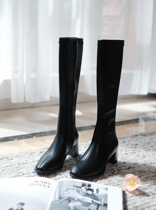 秋冬B备进口超纤环保弹力PU皮长筒靴！线下DA牌篙端品质 显高显腿长腿直！ PU材质轻薄、具有弹力、韧性好、防水透气好打理！5cm增高 黑色/白色两个颜色 秋冬氛围感百搭“神Qi”！ 商品图2