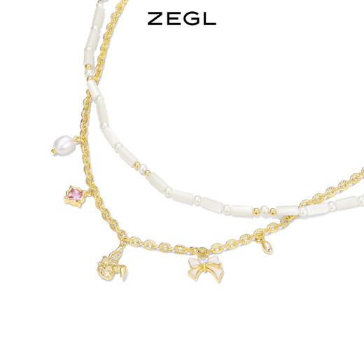 ZEGL设计师本命兔年系列法式兔珍珠叠戴项链女轻奢小众双层锁骨链 商品图0