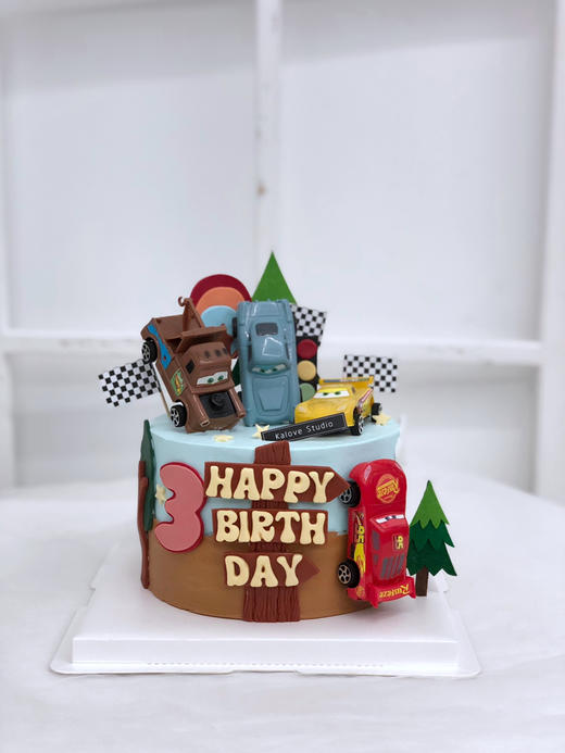 儿童汽车总动员周岁蛋糕 商品图0