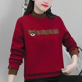 小熊刺绣洋气减龄，加绒长袖半高领卫衣ZQ-1155-2208